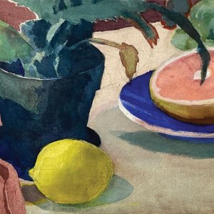 Still Life with Fruit and Christmas Cactus