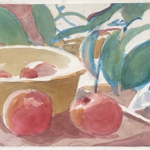 Still Life with Apples and Leaves