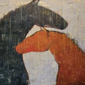 Horses, Indigo and Orange