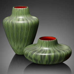 Green Basket Vases