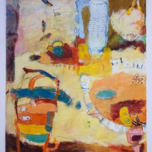 Yellow Table with Basket