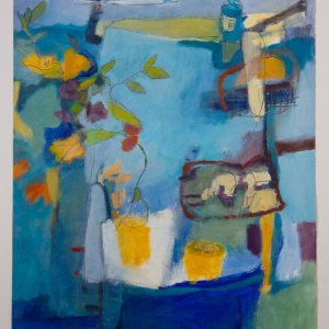Blue Table with a Vine