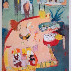 Pink Table with Lama